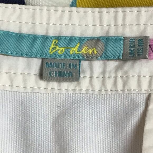 Boden Floral Painted Print A Line Pencil Skirt Cream Pink Blue Tulip sz 8 - Picture 5 of 6